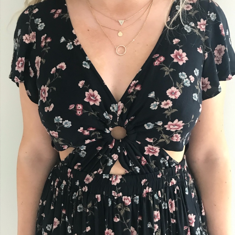 AMERICAN EAGLE Floral Black Dress - size M